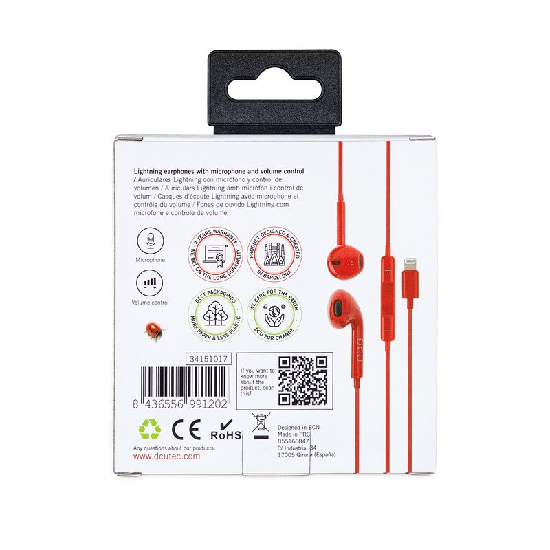 DCU-Advance-Tecnologic-34151017-cuffia-e-auricolare-Cuffie-Cablato-In-ear-Musica-e-Chiamate-Rosso