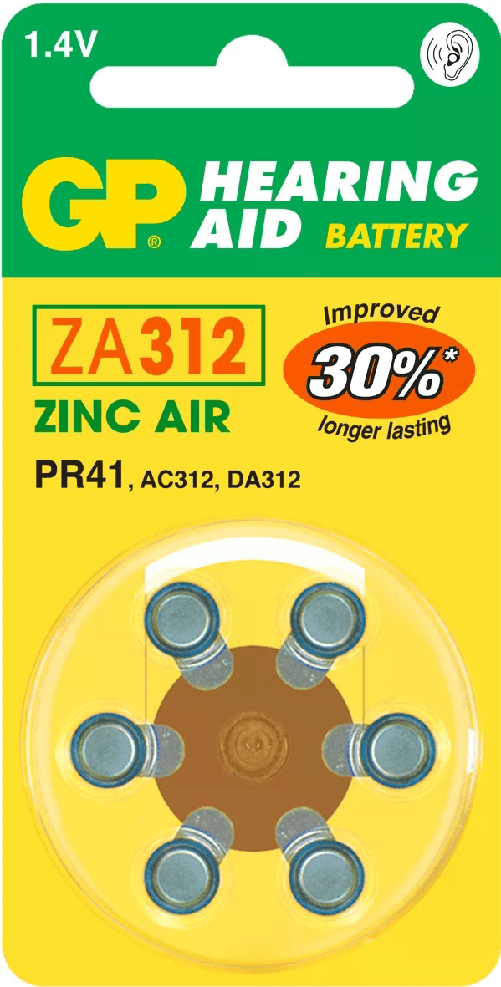 GP-Batteries-Hearing-Aid-ZA312-Batteria-monouso-PR41-Zinco-aria