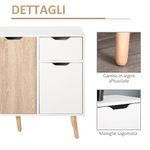 HOMCOM Mobile Multiuso in Legno con Cassetto e Armadietti in Stile Nordico, 90x30x72cm