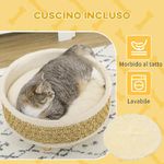 PawHut Lettino per Cani e Gatti di Piccola Taglia in Truciolato con Fondo Rialzato e Cuscino, Ø48x24.5 cm