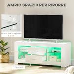 HOMCOM Mobile Porta TV da 55" con Luci LED a 12 Colori e Telecomando, Legno e Vetro 120x40x50cm, Bianco