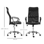 HOMCOM Sedia Ergonomica da Ufficio Girevole e Dondolo con Ruote, Altezza Regolabile e Schienale a Rete, 63x65x109