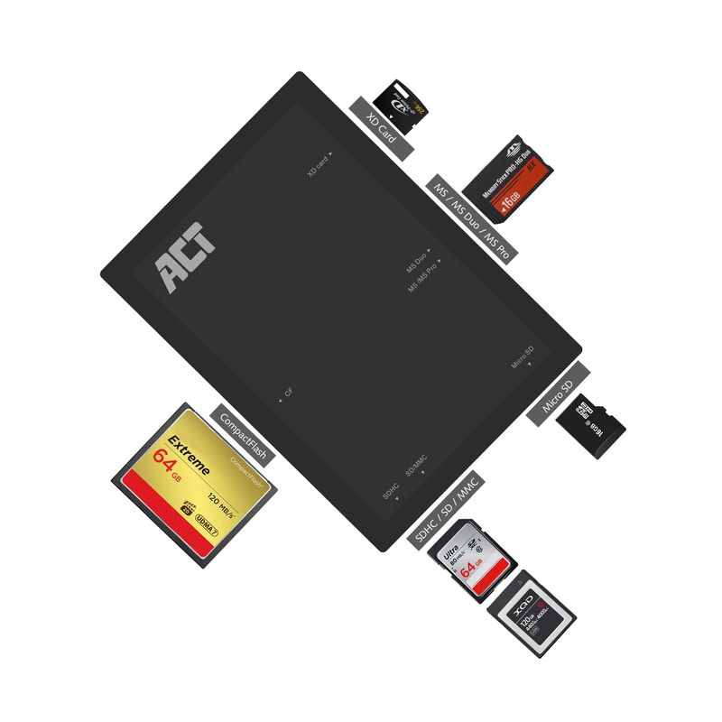 ACT-AC6370-heugenkaartlezer-USB-3.2-Gen-1--3.1-Gen-1--Tipo-A-Nero