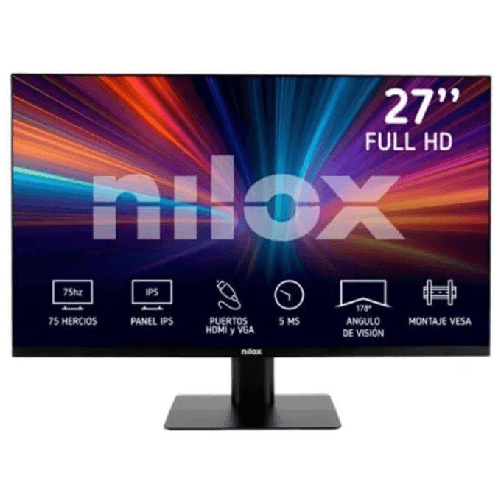 Nilox-Monitor-NXM27FHD11-FullHD-27-Pollici-Frequenza-75Hz-Tempo-di-Risposta-5ms-Ingressi-HDMI-e-VGA-Monitor-PC-con-Retroilluminazione-LED-e-Angolo-di-Visione-178°