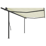 vidaXL Tenda da Sole Retrattile Manuale con Pali 5x3 m Crema