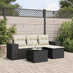 vidaXL Set Divani da Giardino 5 pz con Cuscini in Polyrattan Nero