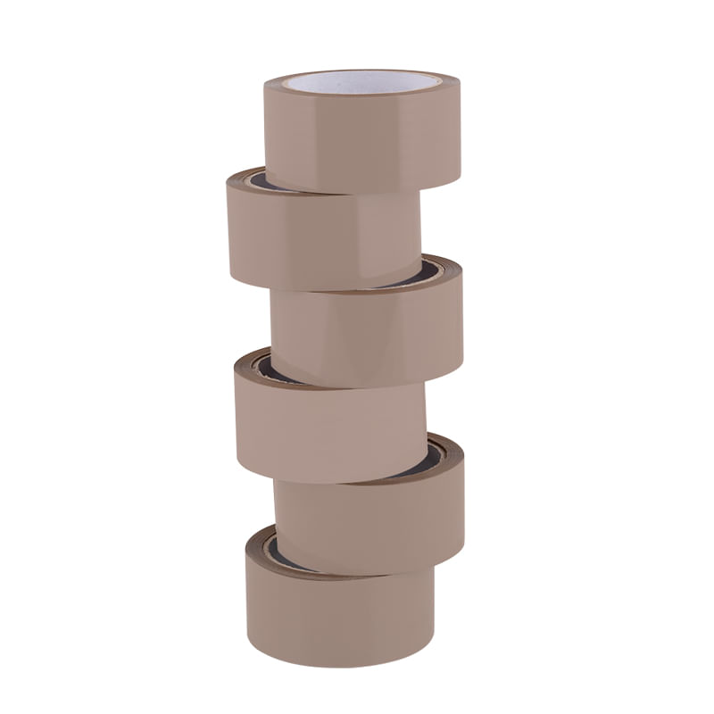 Confezione-6-Rotoli-Nastro-Adesivo-Basso-Rumore-48-Mm-X-66-Mt-Marrone