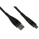 *Cavo Micro Usb Mt 12 Cavo A Spirale Colore Nero Con Protezione Flessibile Sul Connettore