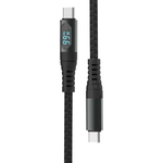 V-TAC Cavo da USB Tipo-C a USB Tipo-C 1m Ricarica Rapida 5A 100W con Display LED Colore Nero