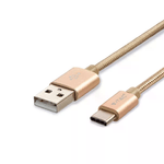 V-TAC Cavo da USB Tipo-C a USB-A 1m Ricarica Rapida 2.4A Platinum Series Cavo Antigroviglio in Corda Colore Oro