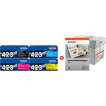 ORIGINALE Brother Value Pack nero / ciano / magenta / giallo TN-423 MCVP + Prindo Universal Papier 2500 Blatt 18500 pagine