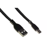 *Cavo Micro Usb Mt 1 Guaina Intrecciata Connettori Zinco-Alluminio Colore Nero Con Copriconnettore Rinforzato Per L&#39Estrazione