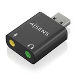 AISENS A106-0768 adattatore per inversione del genere dei cavi USB-A 2x 3.5 mm Nero