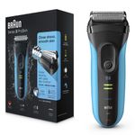 Braun Series 3 ProSkin 3040s Rasoio Elettrico Barba A Lamina, Wet&Dry Ricaricabile - Nero/Blu