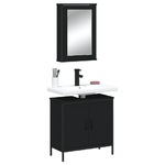 vidaXL Set Mobili da Bagno 2 pz Nero in Legno Multistrato