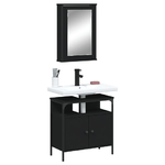 vidaXL Set Mobili da Bagno 2 pz Nero in Legno Multistrato