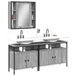 vidaXL Set Mobili da Bagno 3 pz Grigio Sonoma in Legno Multistrato