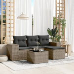 vidaXL Set Divano da Giardino 5 pz con Cuscini Grigio in Polyrattan