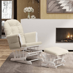 vidaXL Poltrona Glider con Sgabello Bianco Crema in Tessuto