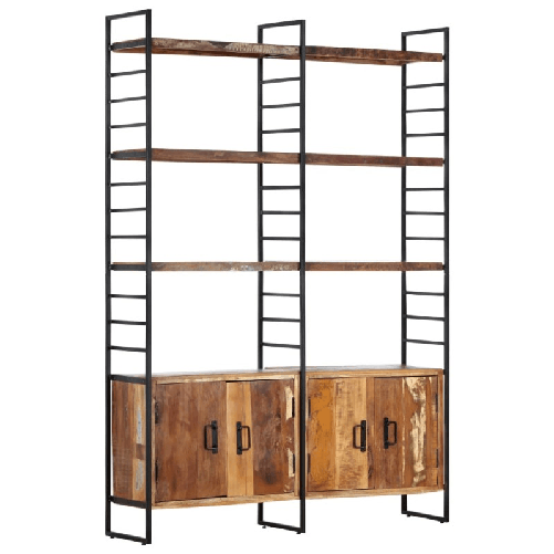 Libreria a 4 Livelli Legno Massello di Recupero 124x30x180 cm