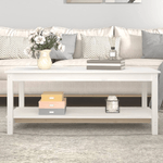 Tavolino da Salotto Bianco 110x55x45 cm Legno Massello di Pino