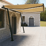 vidaXL Tenda da Sole Retrattile Manuale con LED 4,5x3 m Gialla Bianca