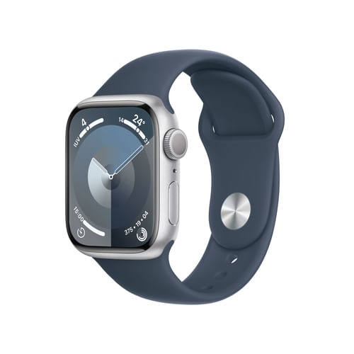 Apple-Watch-Series-9-GPS-41mm-Silver-Aluminum-Case-Sport-Band-S-M---Storm-Blue-EU