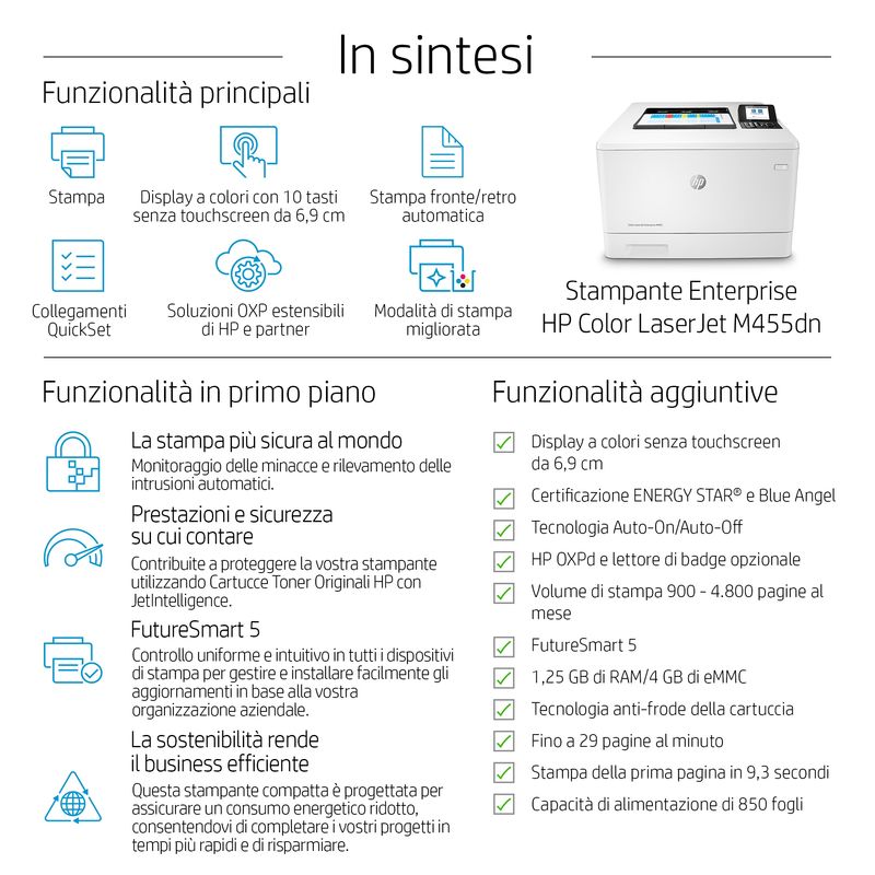 HP-Color-LaserJet-Enterprise-Stampante-Enterprise-Color-LaserJet-M455dn-Colore-Stampante-per-Aziendale-Stampa-Compatta--Avanzate-funzionalita-di-sicurezza--Efficienza-energetica--Stampa-fronte-retro