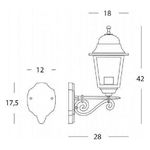 Applique Media Da Esterno Old Alluminio E Vetro Bianco E Arg. 1 Luce E27