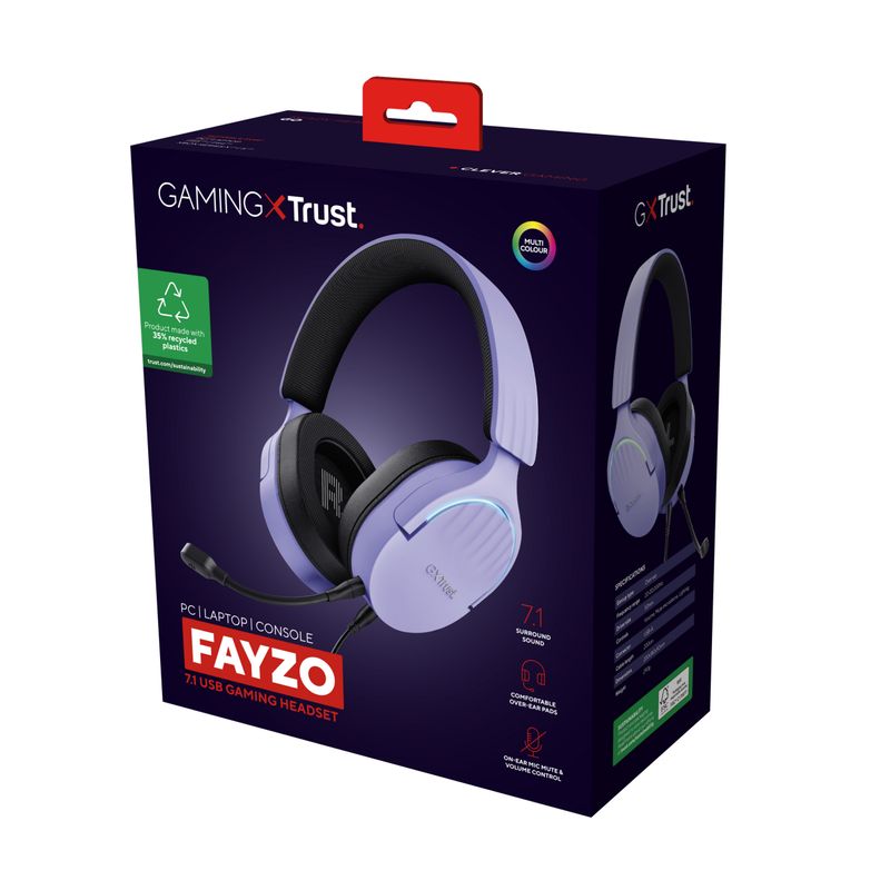 Trust-GXT-490P-FAYZO-Auricolare-Cablato-A-Padiglione-Giocare-USB-tipo-A-Nero-Viola