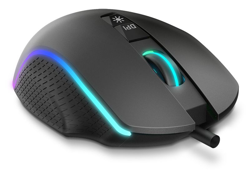 Krom-Keos-Mouse-Gaming-USB-6400DPI---7-Pulsanti-configurabili---Luce-arcobaleno-RGB---Uso-colorato-a-destra---colore-ner