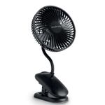 Innoliving Ventilatore 15cm con Supporto Pieghevole Ricaricabile e Clip INN-526 Senza Fili (Nero)