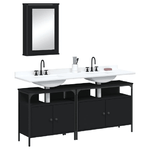 vidaXL Set Mobili da Bagno 3 pz Nero in Legno Multistrato