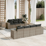 vidaXL Set Divano da Giardino 8 pz con Cuscini Grigio in Polyrattan