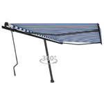 vidaXL Tenda Retrattile Manuale con Palo 450x300 cm Blu/Bianca