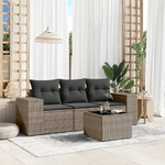 vidaXL Set Divani da Giardino 4 pz con Cuscini in Polyrattan Grigio