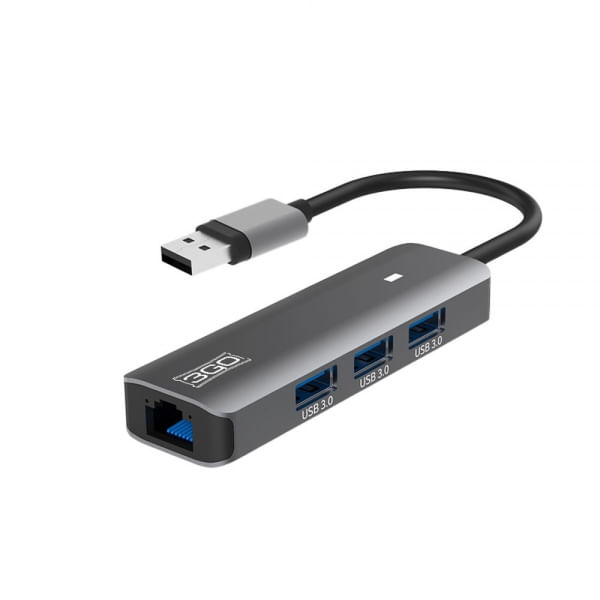 HUB-USB-3GO---3-porte-USB-3.0---1-porta-ETHERNET---Colore-argento