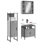 vidaXL Set Mobili da Bagno 3 pz Grigio Sonoma in Legno Multistrato