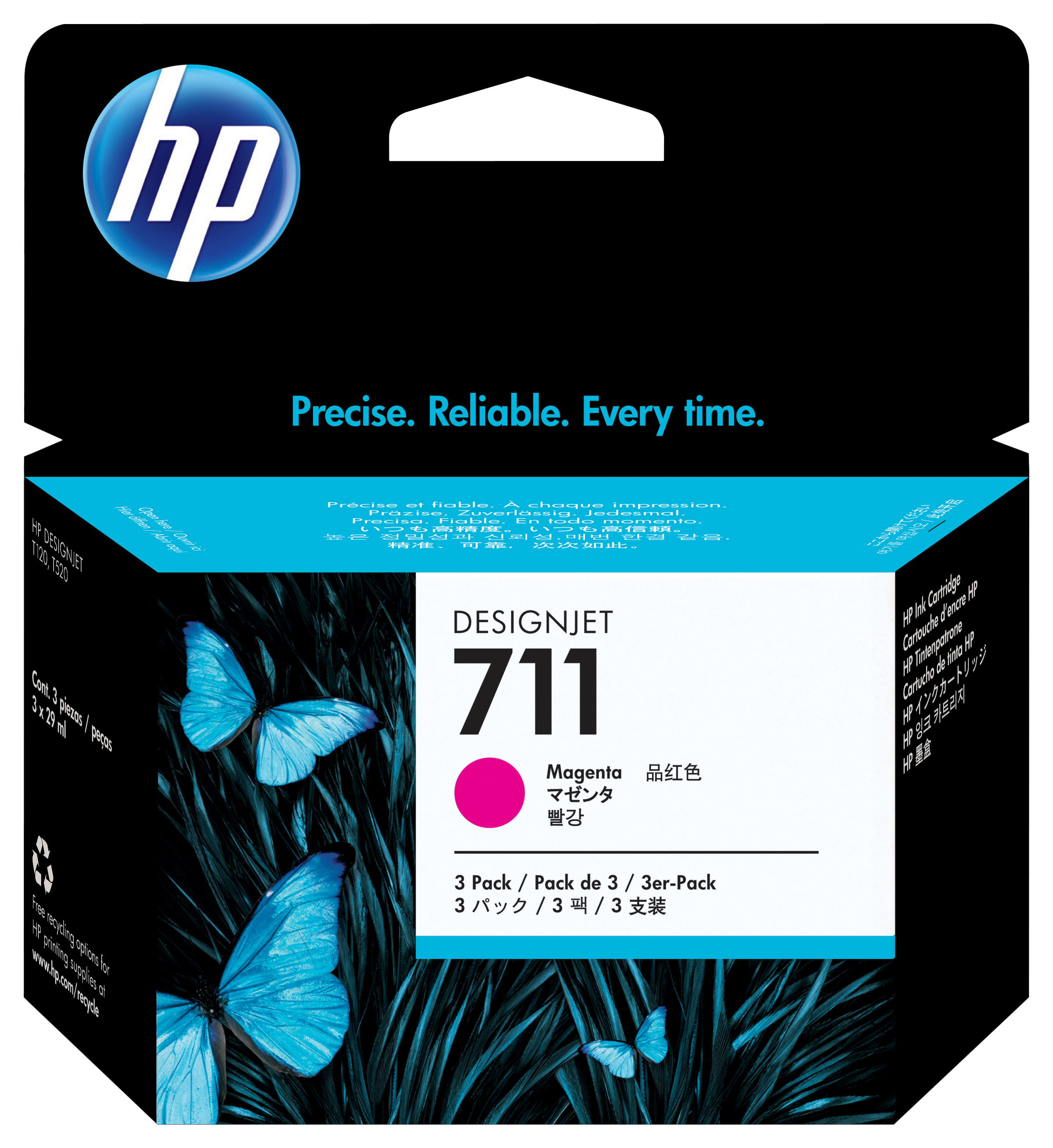 HP Confezione da 3 cartucce di inchiostro magenta DesignJet 711, 29 ml