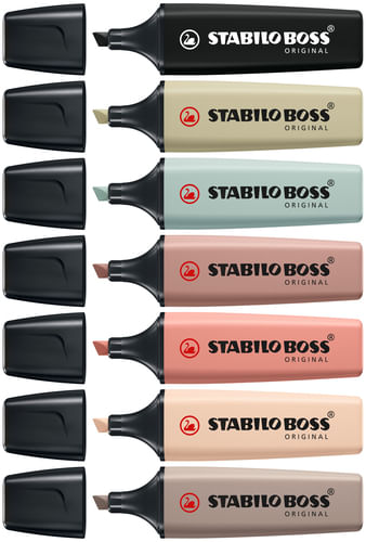 STABILO-BOSS-NatureColors-evidenziatore-6-pz-Punta-smussata-Nero-Bronzo-Verde-Grigio-Verde-chiaro