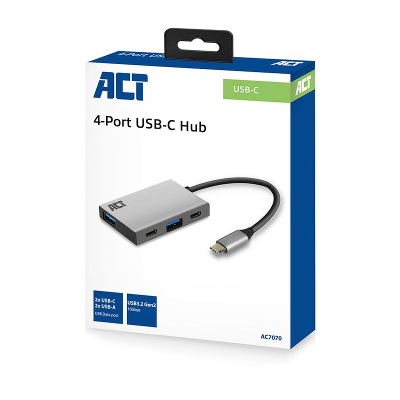 ACT-AC7070-Hub-USB-C-4-porte-con-2x-USB-C-e-2x-USB-A-SuperSpeed-A¢a¬a¹A¢a¬a¹10Gbit-s