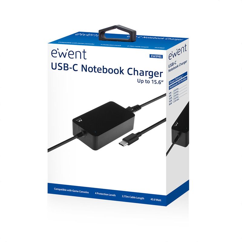 CARICABATTERIE-PER-COMPUTER-PORTATILE-SOTTILE-USB-C-DA-45-W.-Ewent