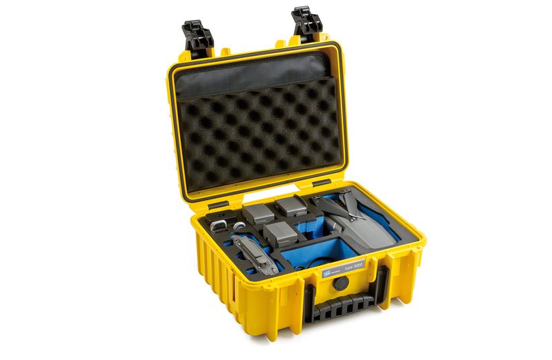 B-W-Outdoor-Case-3000-Type-incl.-DJI-Mavic-2-Inlay-Yellow---Valigia-per-fotocamere-Impermeabile-Capacita-accessori