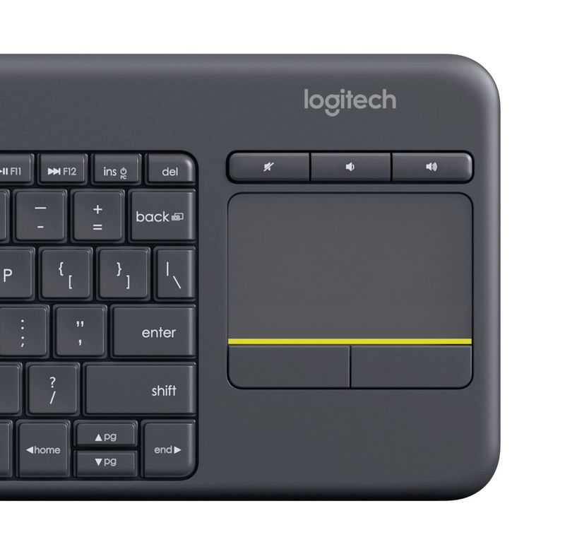 Logitech-K400-Plus-Tv-tastiera-RF-Wireless-QWERTY-Inglese-UK-Nero