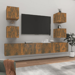 Set di Mobili Porta TV 6 pz Rovere Fumo in Legno Ingegnerizzato