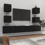 vidaXL Set Mobili Porta TV 6 pz Nero in Legno ingegnerizzato