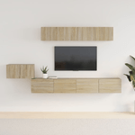 Set di Mobili Porta TV 5 pz Rovere Sonoma in Legno Ingegnerizzato