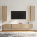 Set di Mobili Porta TV 4 pz Rovere Sonoma in Legno Ingegnerizzato