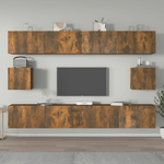 Set di Mobili Porta TV 6 pz Rovere Fumo in Legno Ingegnerizzato