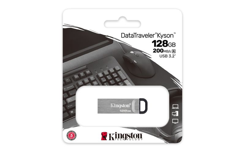 Kingston-Technology-Datatraveler-Kyson-Unita--Flash-Usb-128Gb-Usb-Tipo-A-3.2-Gen-1-Argento